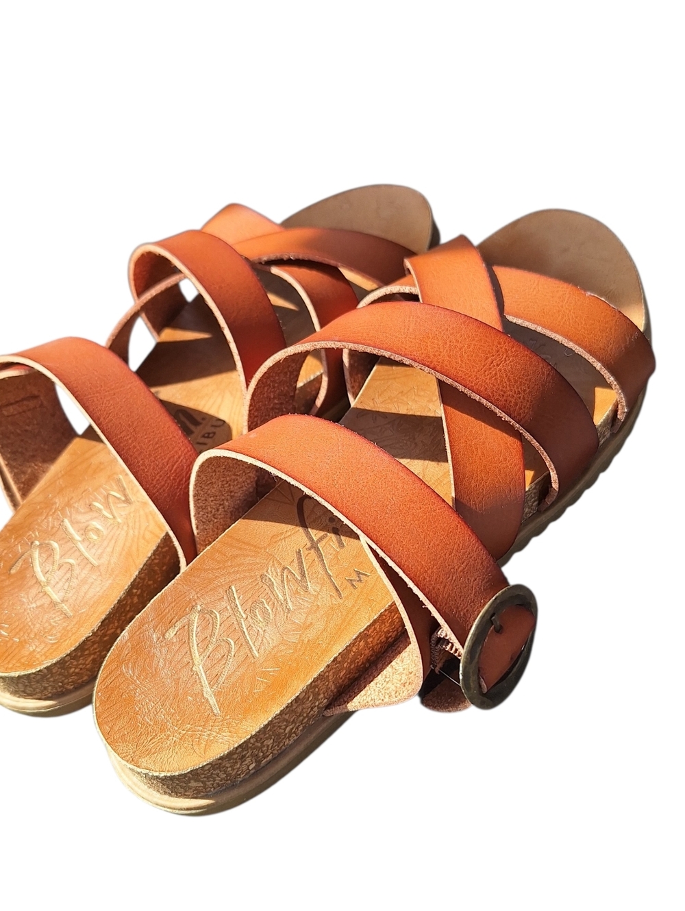 Blowfish womens brown cognac strap sandals size 10 Comfort Summer Spring - Picture 2 of 6